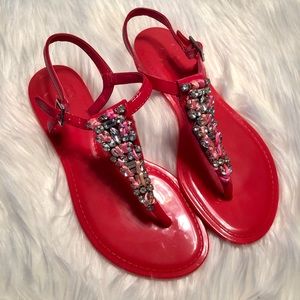 Gianni Bini Hot Pink Jeweled Sandals